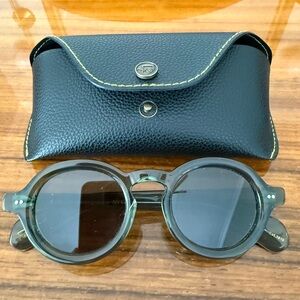 MOSCOT FOYCEL Eyeglass Temple Arm in Translucent Green with Gold Detailing